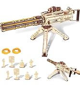 VATOS 3D Wooden Puzzles Model for Adults,344 Piece Wooden Puzzle Machine Gun with Rubber Bands,DI...