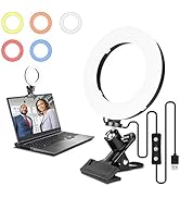 EMART Video Conference Lighting, Ring Light Clip on Computer Monitor Laptop Phone with 5 Color Fi...