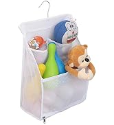 ALYER Hanging Mesh Bath Toy Organizer Bag,Large Shower Storage Caddy with Durable Hanger (White)