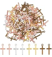 DICOSMETIC 240Pcs 4 Colors Cross Charms Mini Easter Charms Alloy Crucifix Charm Religious Crosses...