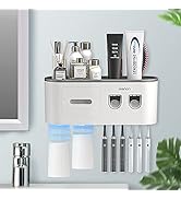 BHeadCat Toothbrush Holders Wall Mounted, Toothbrush Holder with Automatic Toothpaste Dispensers,...