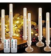 MUMCHASI Flameless Window Candles, Battery Operated Taper Candles, 6 Pcs Christmas LED Candles, A...
