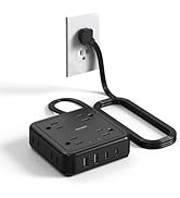 Power Strip Surge Protector - Ultra Thin Flat Plug 5ft Extension Cord with 4 USB Ports(2 USB C Ch...