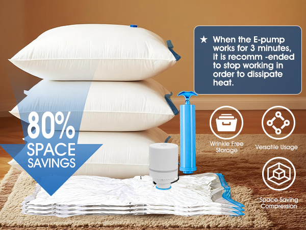 Vacuum Storage Bags 1 Electric Pump and 1 Hand Pump