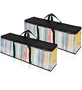 CCidea DVD Storage Bags (Set of 2) Clear PVC Media Holder Case with Handles for DVDs/CDs/VHS Box/...