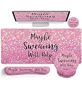 LIMKRIAN Pink Desk Mat Set, Ergonomic Mouse Pad with Wrist Rest Keyboard Wrist Support, Large Des...