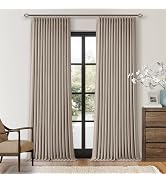 Dark Flax Linen Pinch Pleated 100% Blackout Curtains 90 Inch Length 2 Panels Set Burlywood Birch ...