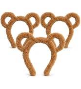 Tedercle 3 Pack Bear Ear Headband for Adults and Kids, Plush Brown Bear Animal Cosplay Costume Ac...