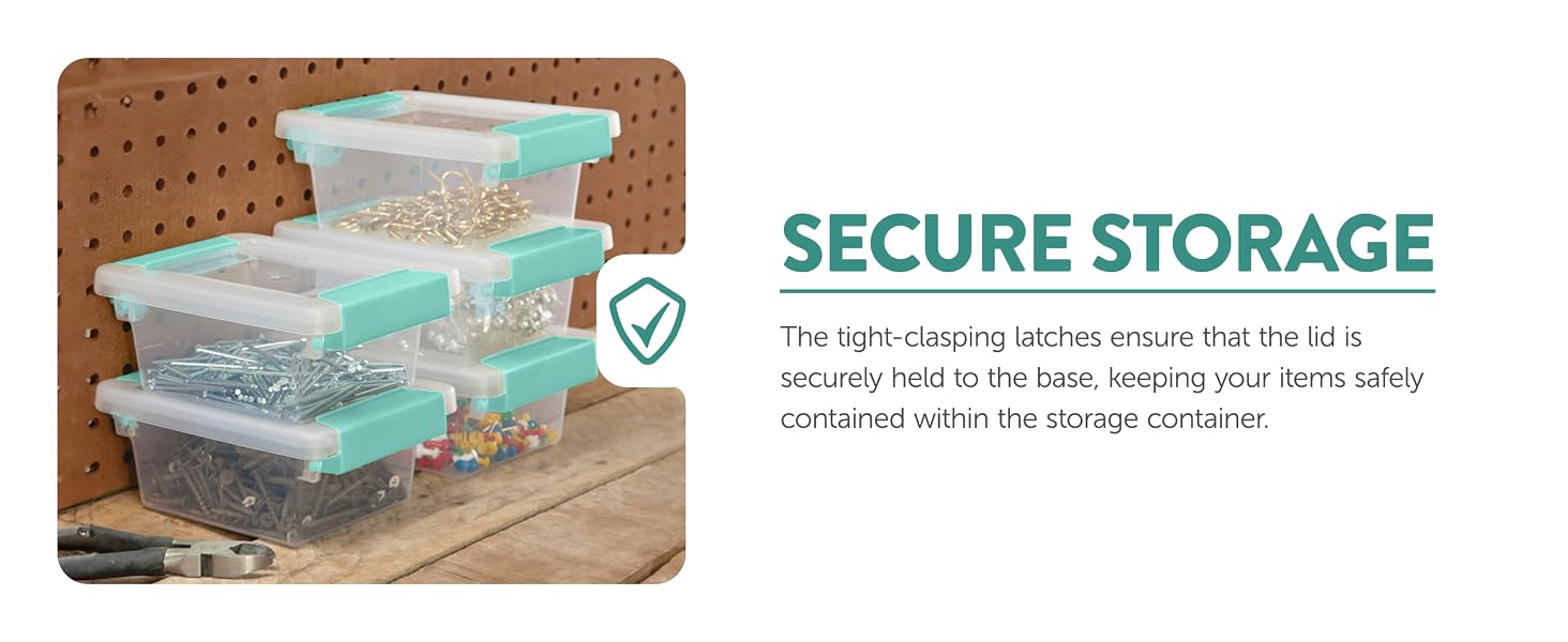 Sterilite MINI Plastic Stackable Storage Bin w/ Clear Latch Lid, Clear (12 Pack) Car B