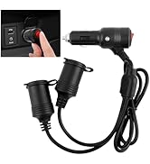 3Ft 1 to 2 Car Cigarette Lighter Extension Cord with Switch and Dust Cap,12V Cigarette Lighter So...