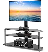 TAVR Furniture Swivel Floor TV Stand with Table for 32-70 Inch TVs, Universal Height Adjustable T...