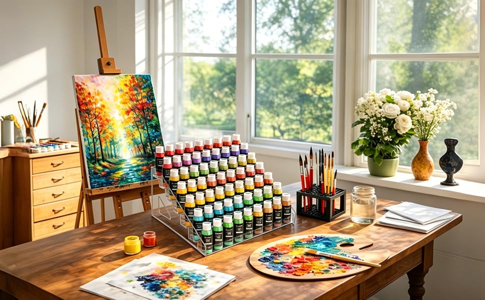 Fits most standard-sized paints of major brands, perfect for organizing your art supplies.