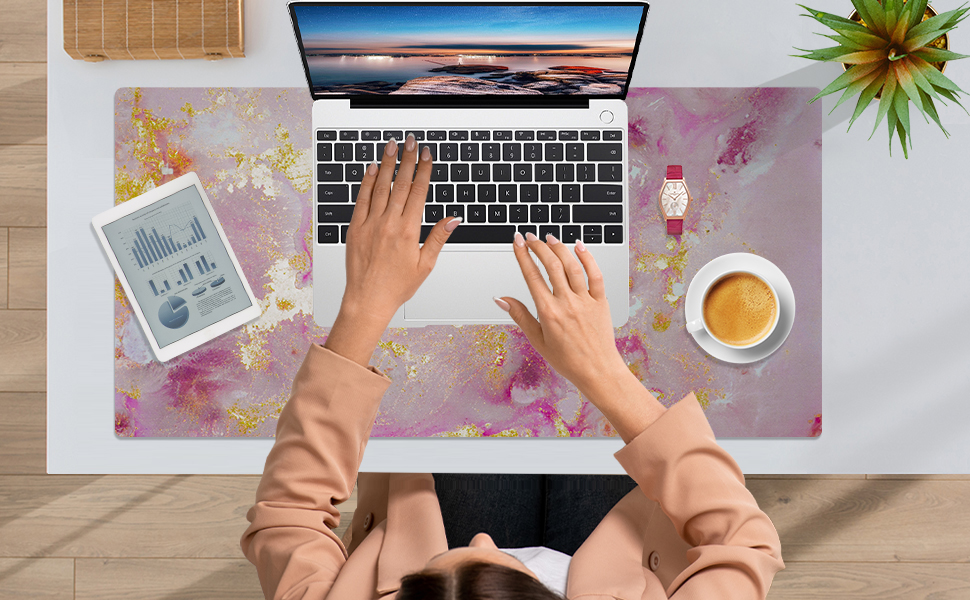 Pink Gold Marble Desk Pad