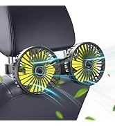 Car Fan, USB Car Seat Fans 3 Speeds Strong Wind for Vehicle Headrest and Rear Seat 5V Powerful Qu...