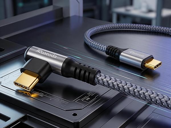 USB C to USB C Cable, gold-plated, nylon braided.