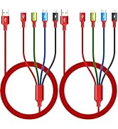 Multi Charging Cable 3.5A, [2Pack 6Ft] 4 in 1 Multiple Charging Cord Braided Multi USB Cable Adap...