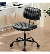 Sweetcrispy Small Office Desk Chair with Wheels Armless Comfy Computer Chair with Lumbar Support,...