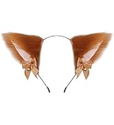 Brown Cute Cat Ears Headband Fox Ears Cosplay Headband with Bells Headwear Hairband for Party Cos...