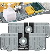 2 Pcs Silicone Faucet Handle Drip Catcher Tray, 2 in 1 Dish Soap Sponge Holder for Kitchen Sink &amp;...