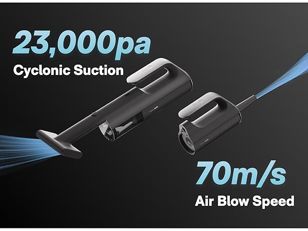 2-in-1 vacuum + blower; 70m/s airspeed (480 L/min) for fast dust removal and inflation(Boost Mode)