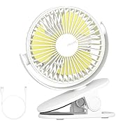JISULIFE Clip on Desk Fan, Small USB Plug in, Personal Cooling Table Fan with Strong Wind, 4 Spee...