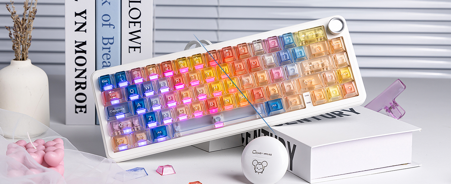 Clear keycaps Set,Translucent Jelly Key caps Shine Through keycaps,Cherry Profile Custom keycaps