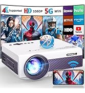 Projector with WiFi and Bluetooth, FUDONI 5G WiFi Native 1080P Outdoor Projector 15000L Support 4...
