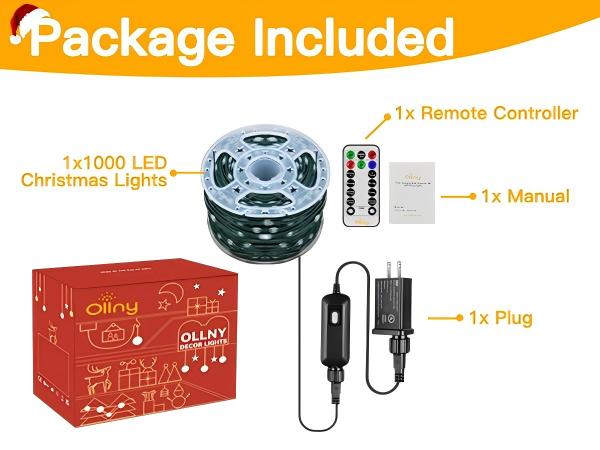 Package Included in Ollny Outdoor Christmas Lights