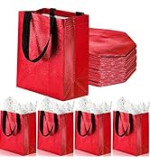 Dicunoy 40 Pack Reusable Gift Bags with Handles, Glossy Grocery Shopping Bags, Christmas Medium S...