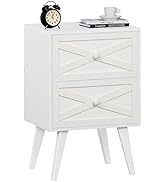Lerliuo Mid-Centry Modern Nightstand with 2 Stroage Drawers, Farmhouse End Table with Barn Door, ...