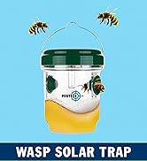 PESTEZE Reusable Solar Hanging Wasp Trap with LED Light [Green: 3.5 X 4.4 Inch] Attracts, Catches...