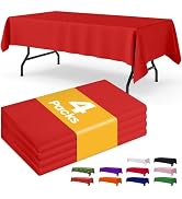 Niuara Red Plastic Table Cloth Rectangle Table 4 Pack