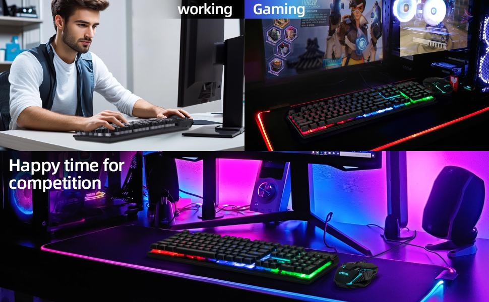 wireless keyboard and mouse gaming rechargeable rgb backlit teclado inalámbrico