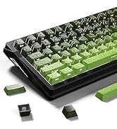 Fejwlvs Shine Through PBT Topographic Keycaps,Side Printing,Green Gradient Topographic Backlit Cu...