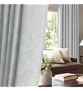 NICETOWN Blackout Blue Floral Jacquard Curtains 84 Inches Long for Bedroom Living Room Stormy Sea...