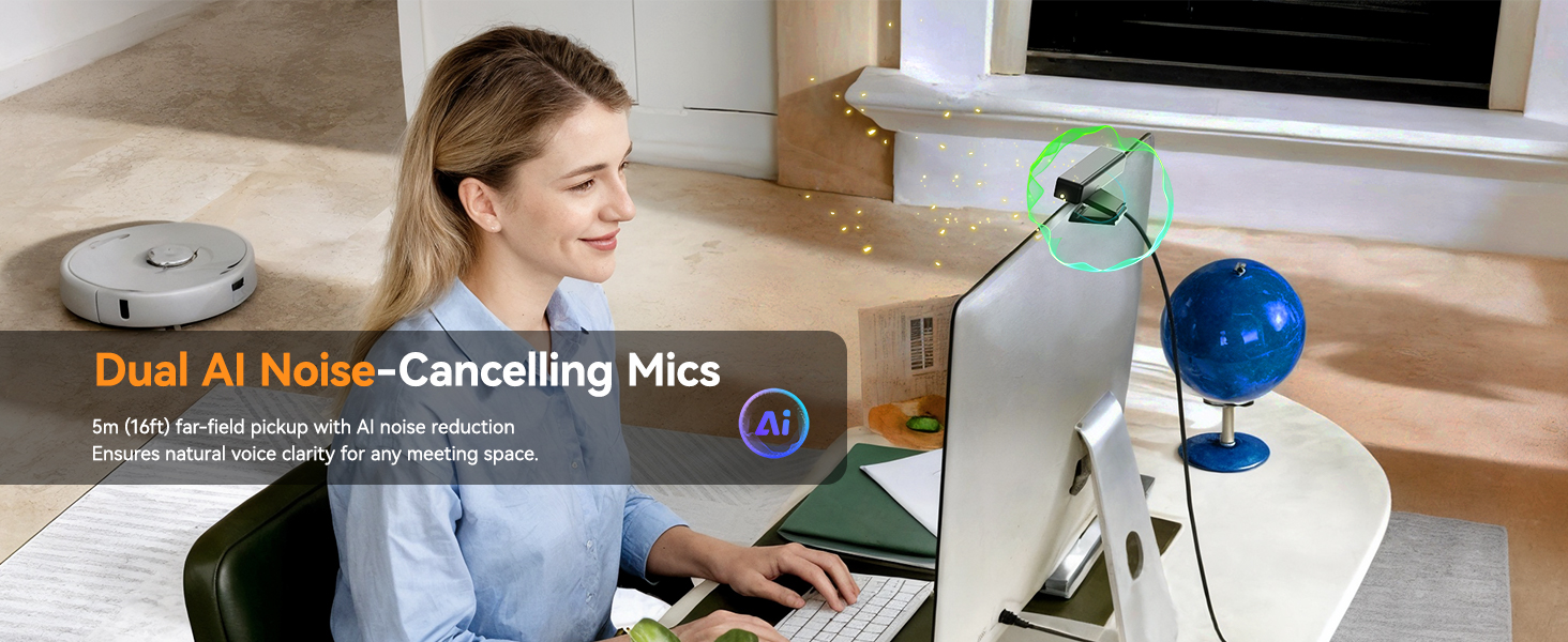 Dual AI Noise-Cancelling Mics