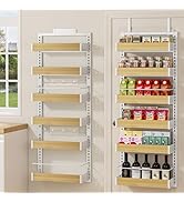 POKIPO 6 Tier Over The Door Pantry Organizer, 2-in-1 Door Hanging or Wall Mounted Spice Rack, Lar...