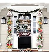 Cravonel Christmas Door Decorations, Merry Christmas Door Hanger Sign for Front Door, Traditional...