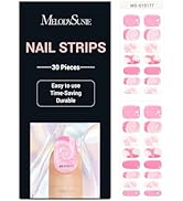 MelodySusie Semi Cured Gel Nail Strips (Pink Tie Dye)- Works with Nail lamp, Salon-Quality, Long ...