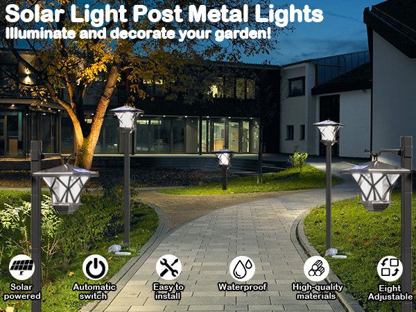 solar light post for outside with pole