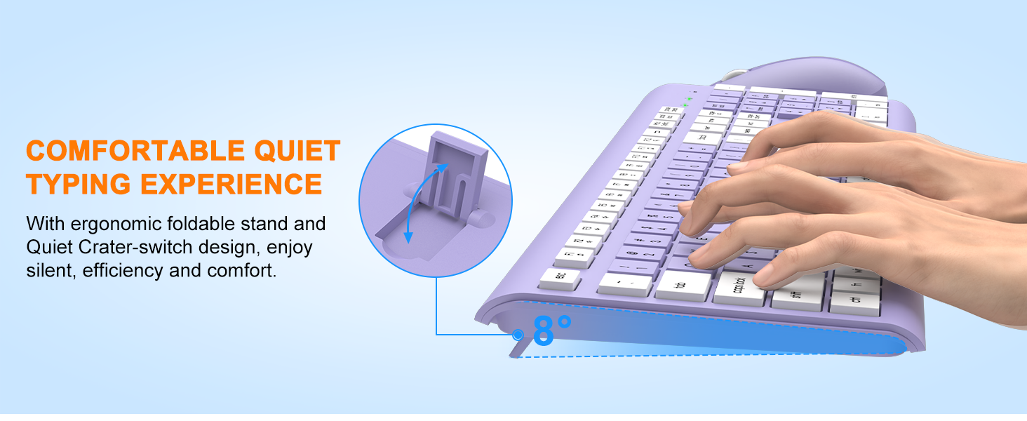 Wireless Keyboard and Mouse Combo, Full Size Silent Ergonomic Keyboard Mouse