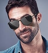 LUENX Rectangular Polarized Aviator Sunglasses for Men Retro Square Driving Shades UV400 Protection