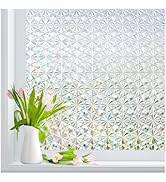 Windimiley 3D Diamond Frosted Window Privacy Film, Static Cling Decorative Glass Covering, No Glu...