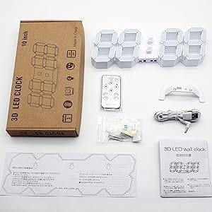 kosumosu LED clock digital wall clock with night light