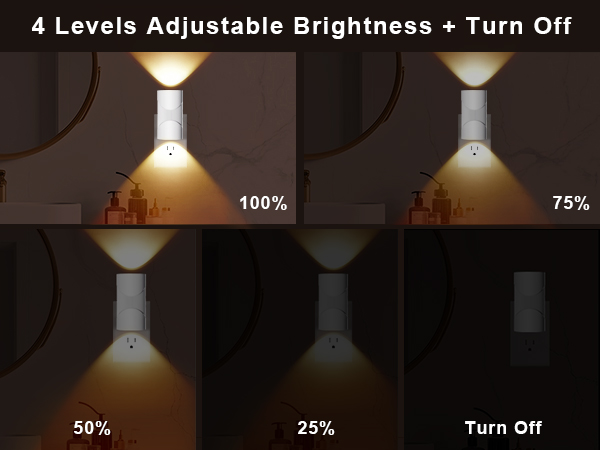 easuntec night light plug in 4 levels adjustable brightness turn off white A+ mobile 005
