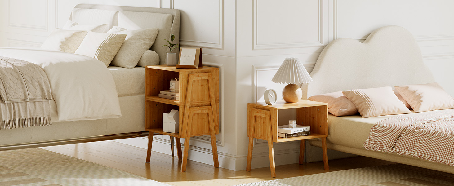 nightstands night stands set of 2 Stackable Side Tables bamboo end tables