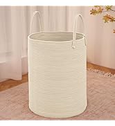 JMvicyroam Large Woven Laundry Basket Hamper,60L Cotton Rope Storage Bin for Blankets,Toys and Cl...