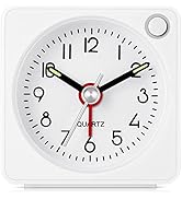 Jisile Travel Analog Alarm Clock, Back to School Supplies, 2.25 inch, Ultra Small Clock with Snoo...