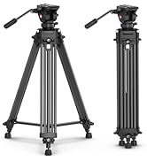 ULANZI MT-81 Camera Video Tripod with 360 Degree Fluid Head, 61inch/155cm Heavy Duty Aluminum All...