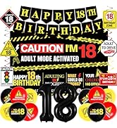 18th Birthday Decorations for Boys Girls, Caution Logos Happy 18th Birthday Party Decorations, 18...
